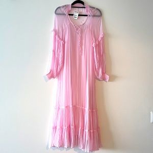 FREE PEOPLE - Pink Sheer Maxi Dress with Detail